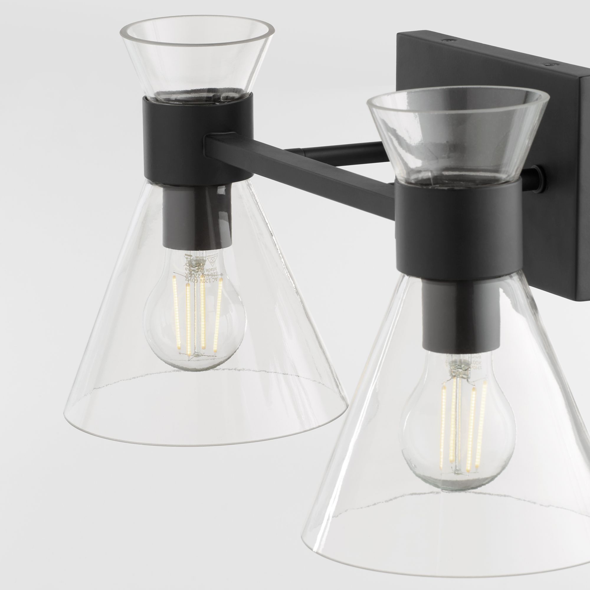 Image 3 Quorum International Beldar 2LT Matte Black w Clear Glass Vanity Light more views