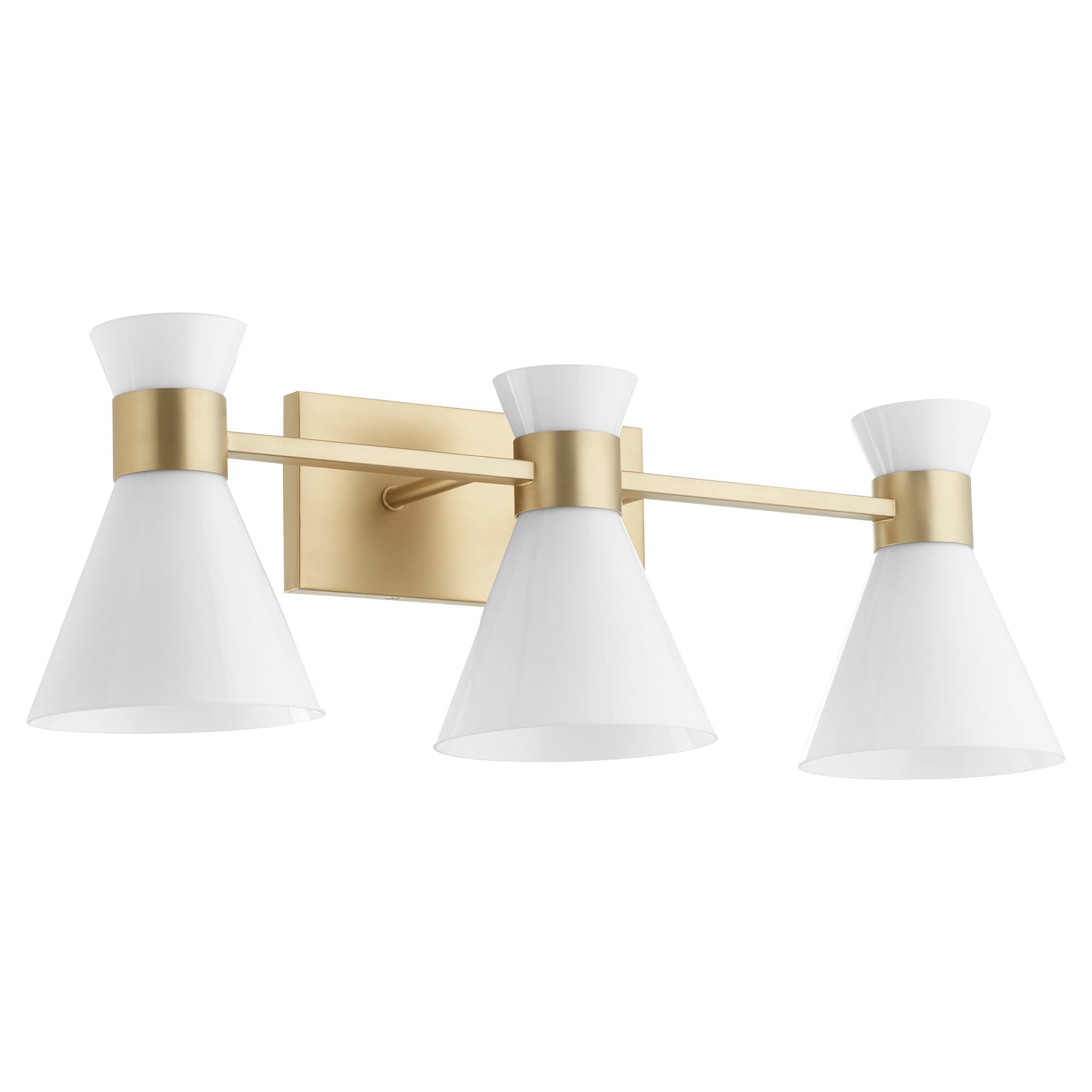 Image 2 Quorum International Beldar 3LT Aged Brass w Glass Opal Vanity Light more views