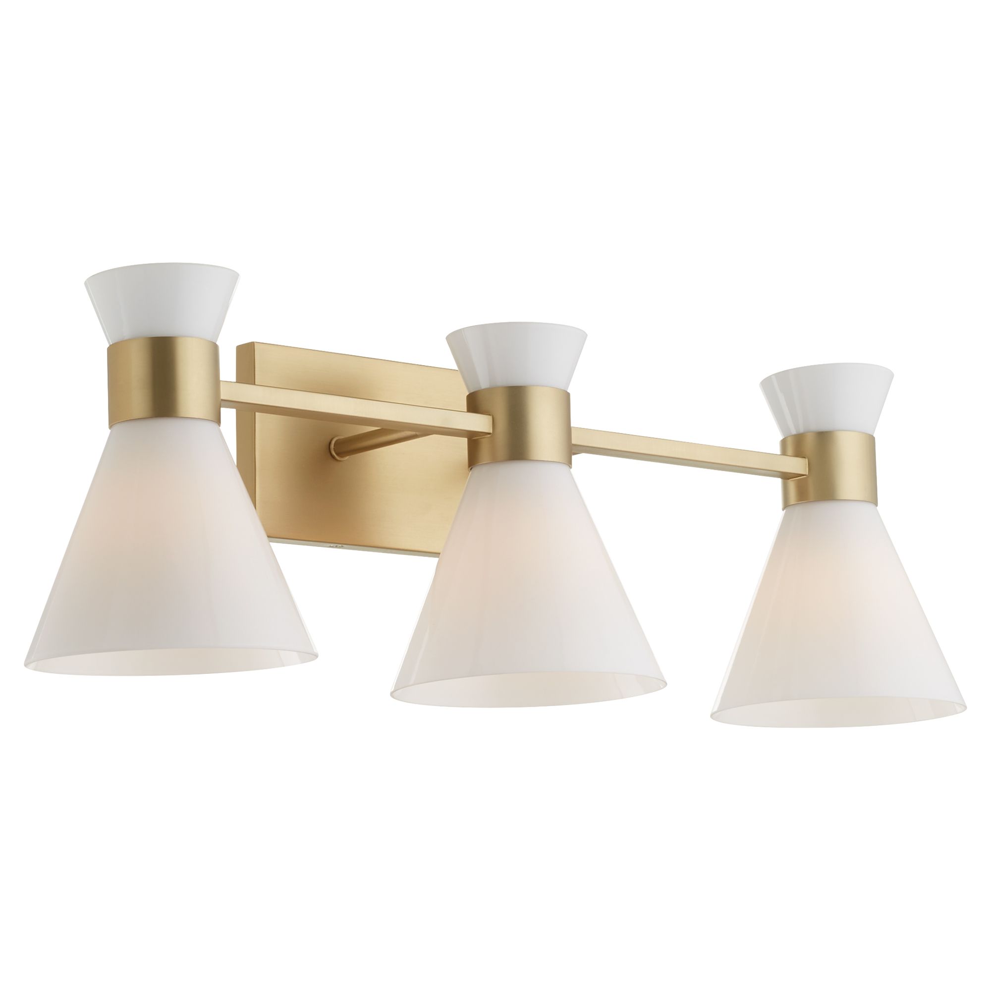 Image 3 Quorum International Beldar 3LT Aged Brass w Glass Opal Vanity Light more views