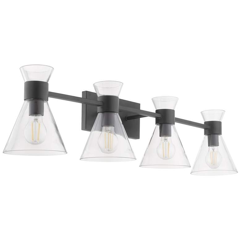 Image 1 Quorum International Beldar 4LT Matte Black w Clear Glass Vanity Light