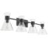 Quorum International Beldar 4LT Matte Black w Clear Glass Vanity Light