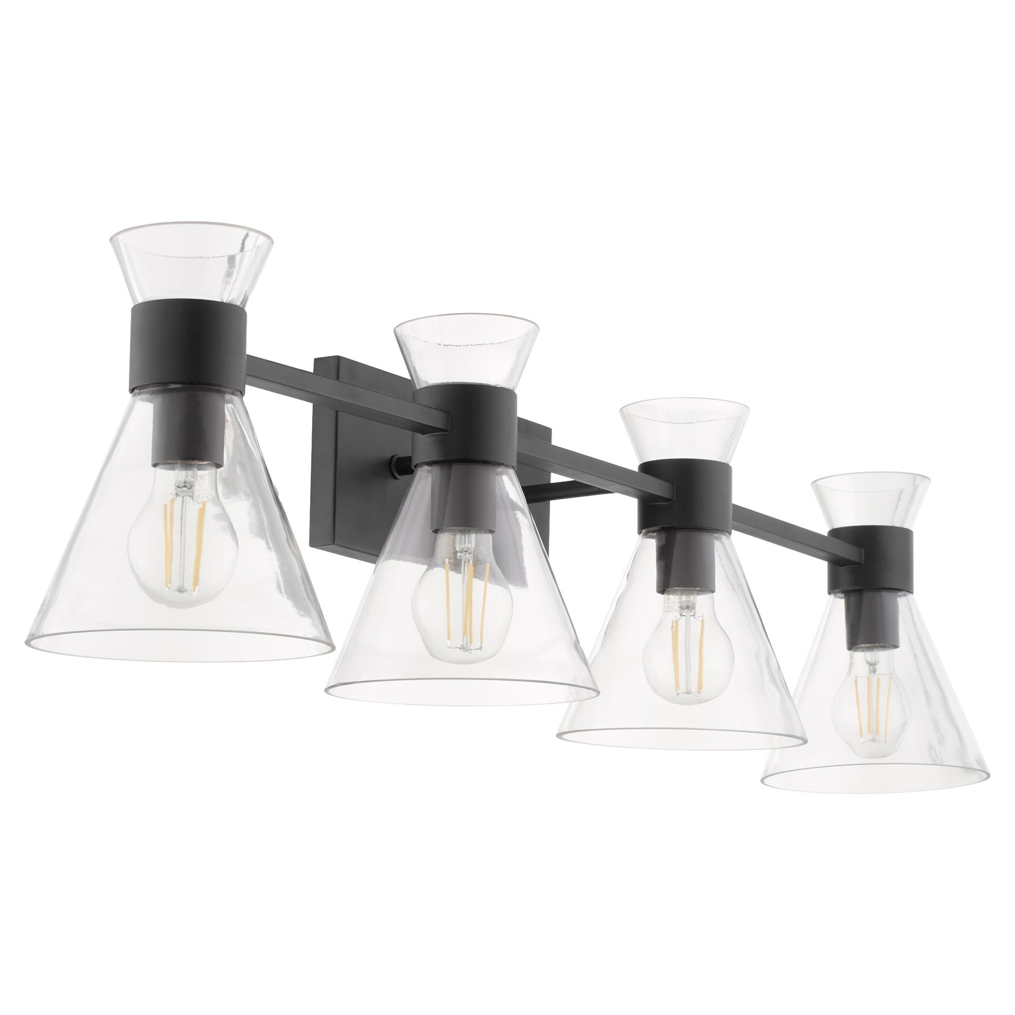 Image 3 Quorum International Beldar 4LT Matte Black w Clear Glass Vanity Light more views