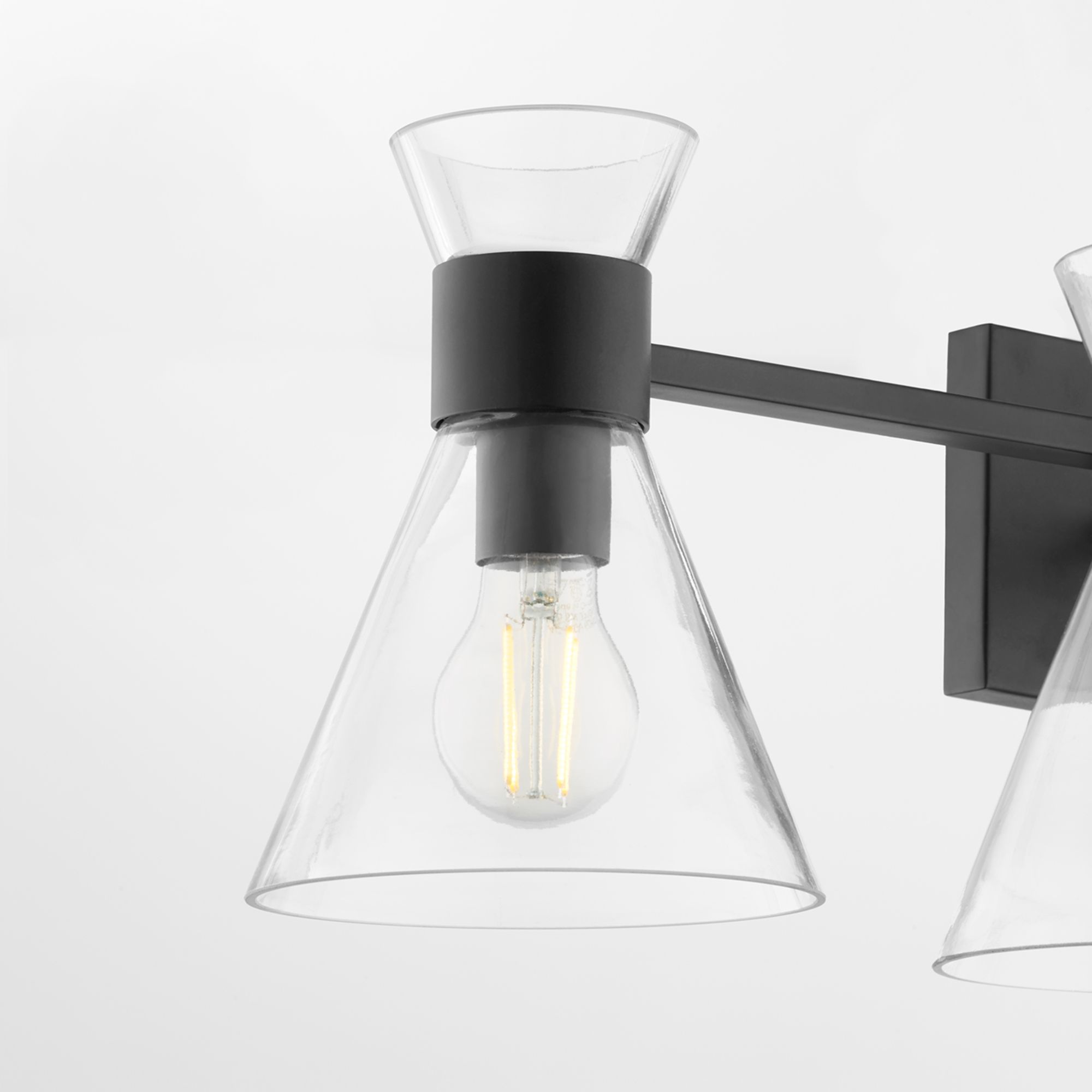 Image 4 Quorum International Beldar 4LT Matte Black w Clear Glass Vanity Light more views