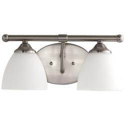 Quorum International Brooks 2LT Satin Nickel w Opal Glass Vanity Light