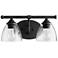 Quorum International Brooks 2LT Textured Black w Seeded Glass Vanity Light