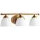Quorum International Brooks 3LT Aged Brass w Satin Opal Glass Vanity Light