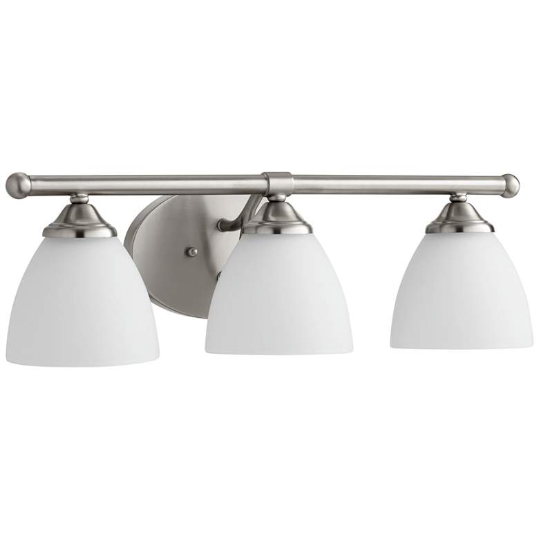 Image 1 Quorum International Brooks 3LT Satin Nickel w Opal Glass Vanity Light