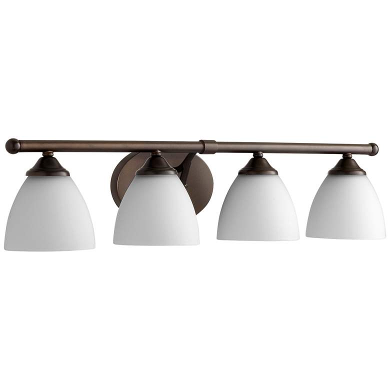 Image 1 Quorum International Brooks 4LT Oiled Bronze w Satin Opal Vanity Light