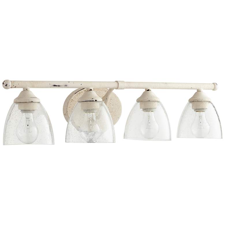 Image 1 Quorum International Brooks 4LT Persian White w Seeded Glass Vanity Light