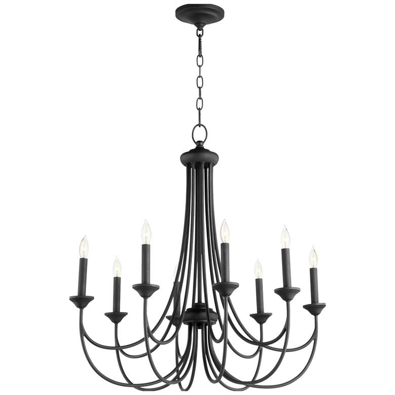 Image 1 Quorum International Brooks 8LT Textured Black Chandelier