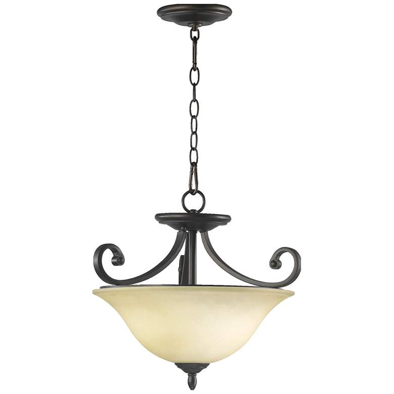 Image 1 Quorum International Bryant 3LT Oiled Brozne Semi-Flush Mount