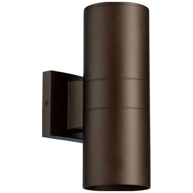 Image 1 Quorum International Cylinder 2LT 4" Oiled Bronze Wall Lantern