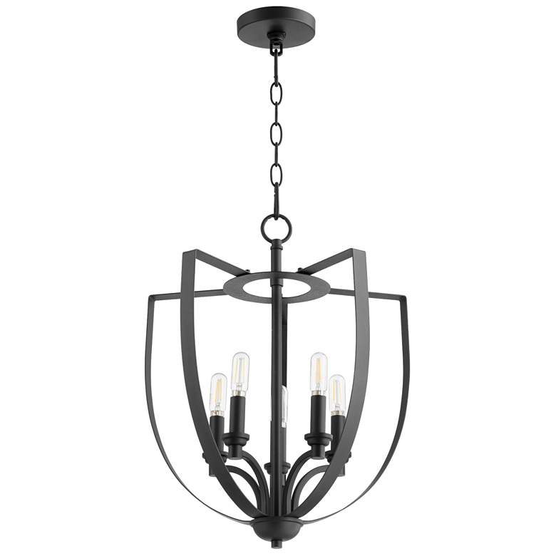 Image 1 Quorum International Dakota 5LT Textured Black Entry Chandelier