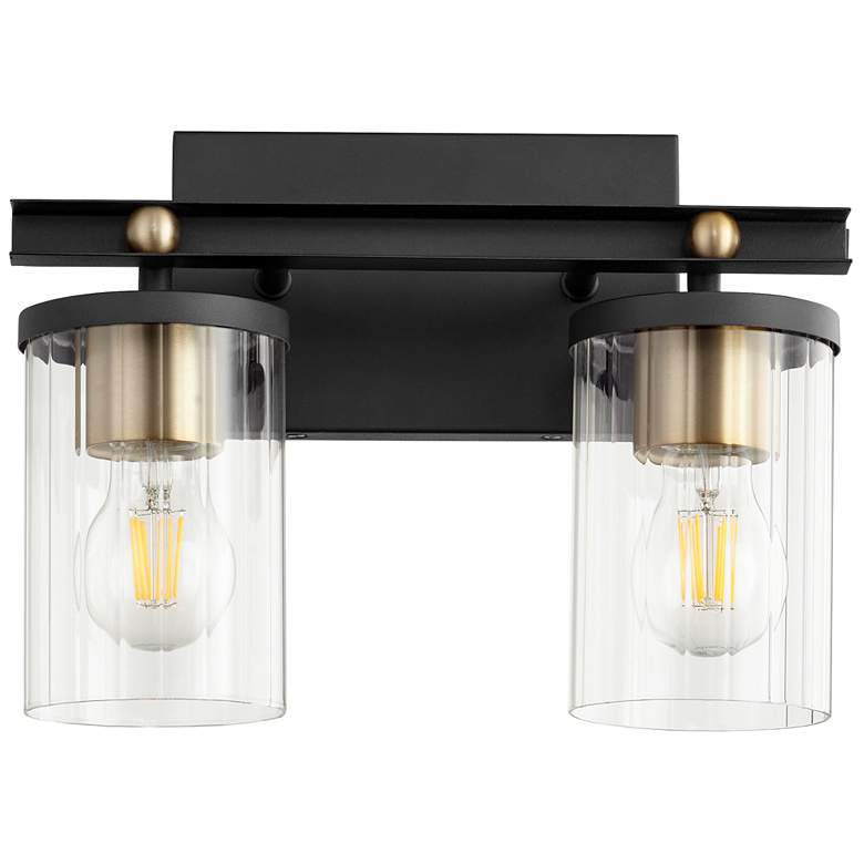 Image 1 Quorum International Empire 2LT Textured Black w Aged Brass Vanity Light