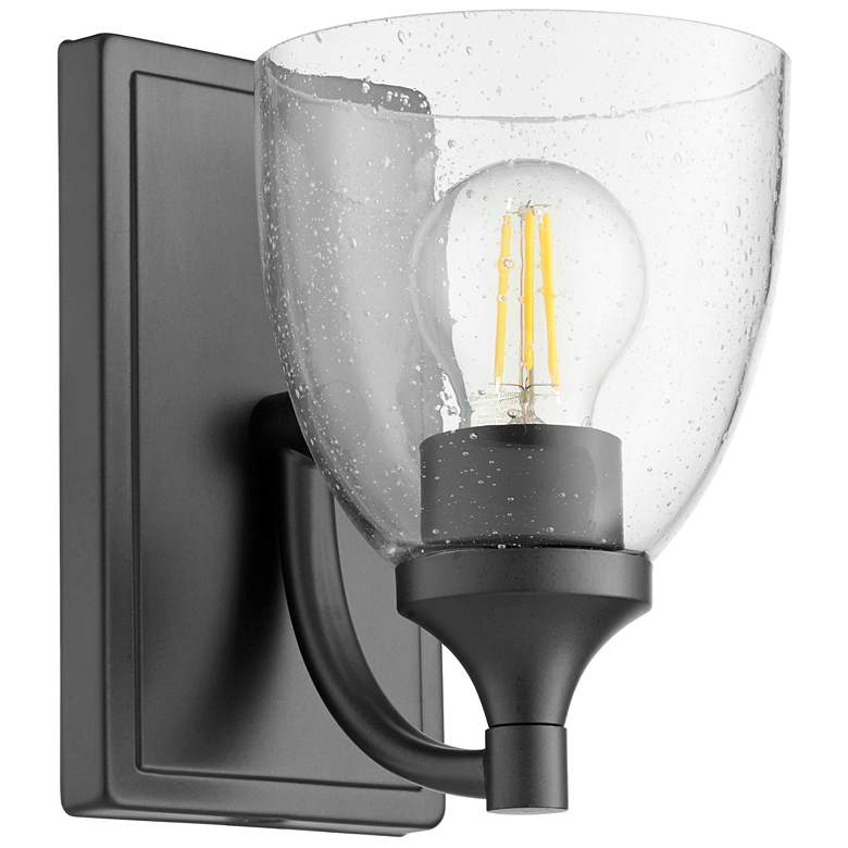 Image 1 Quorum International Enclave 1LT Matte Black w Seeded Glass Wall Mount