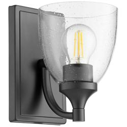 Quorum International Enclave 1LT Matte Black w Seeded Glass Wall Mount
