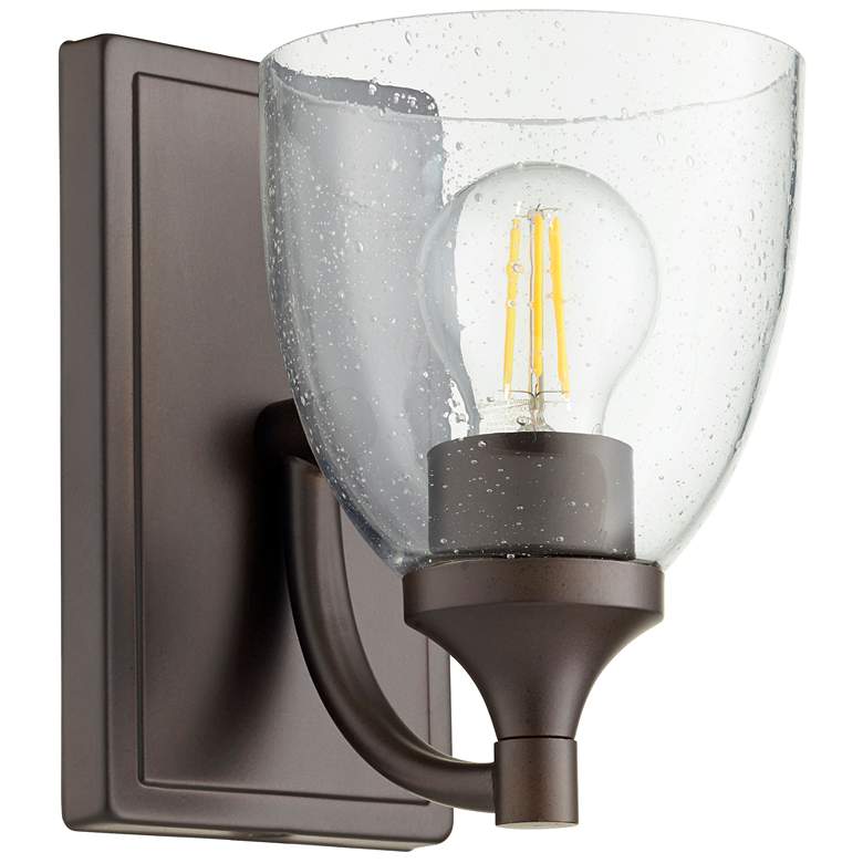 Image 1 Quorum International Enclave 1LT Oiled Bronze w Seeded Glass Wall Mount