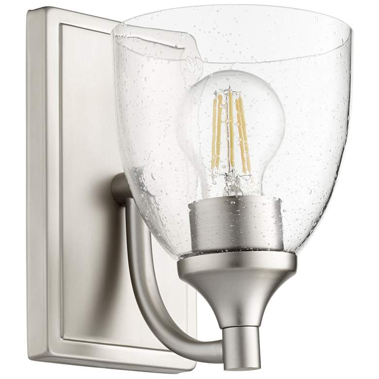 Image 1 Quorum International Enclave 1LT Satin Nickel w Seeded Glass Wall Mount