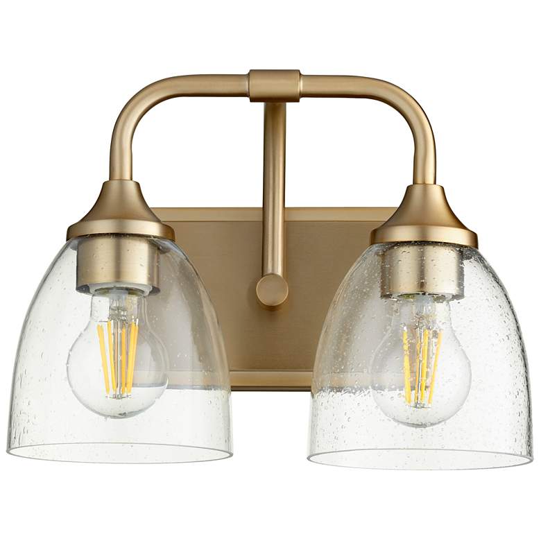 Image 1 Quorum International Enclave 2LT Aged Brass w Seeded Glass Vanity Light