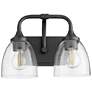 Quorum International Enclave 2LT Matte Black w Seeded Glass Vanity Light