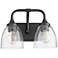 Quorum International Enclave 2LT Matte Black w Seeded Glass Vanity Light