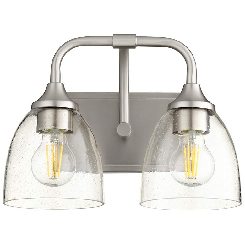 Image 1 Quorum International Enclave 2LT Satin Nickel w Seeded Glass Vanity Light