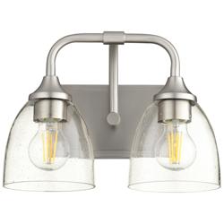 Quorum International Enclave 2LT Satin Nickel w Seeded Glass Vanity Light