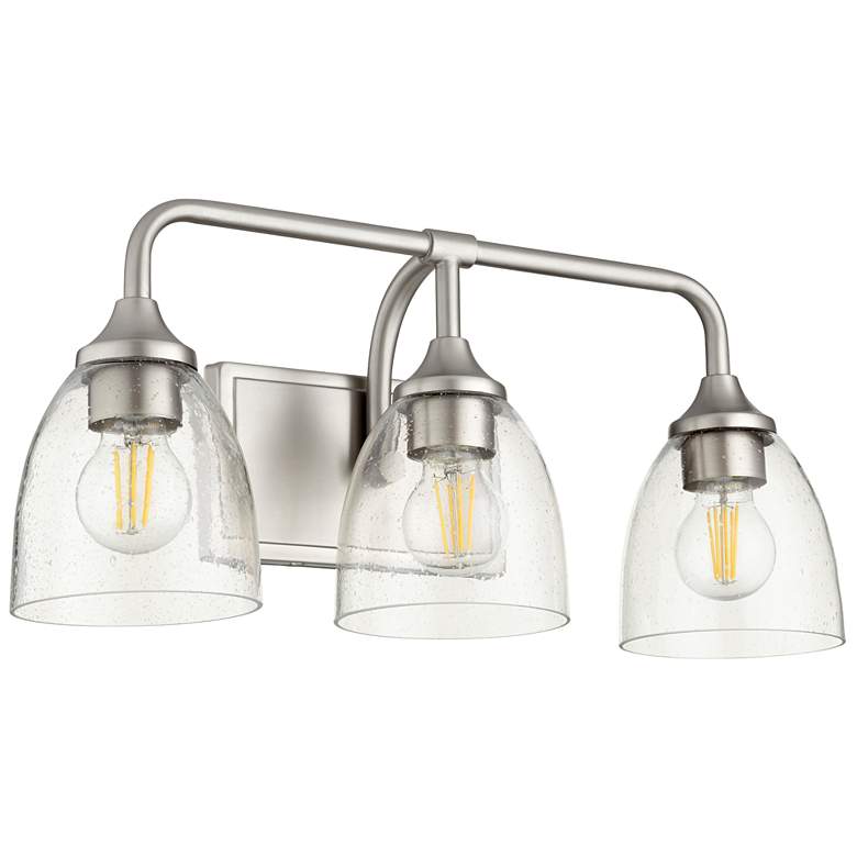 Image 1 Quorum International Enclave 3LT Satin Nickel w Seeded Glass Vanity Light