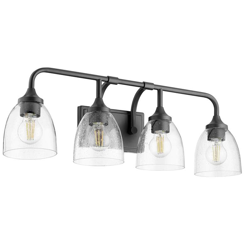 Image 1 Quorum International Enclave 4LT Matte Black w Seeded Glass Vanity Light