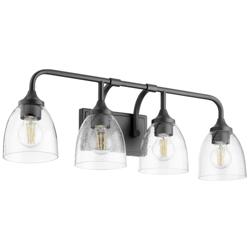 Quorum International Enclave 4LT Matte Black w Seeded Glass Vanity Light