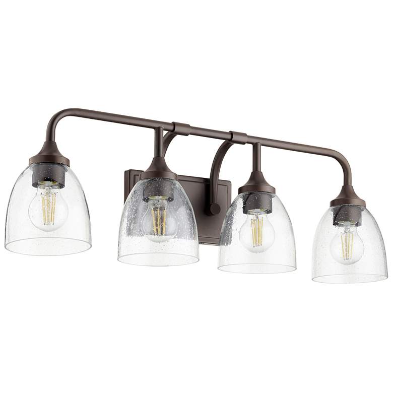 Image 1 Quorum International Enclave 4LT Oiled Bronze w Seeded Glass Vanity Light