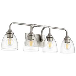 Quorum International Enclave 4LT Satin Nickel w Seeded Glass Vanity Light