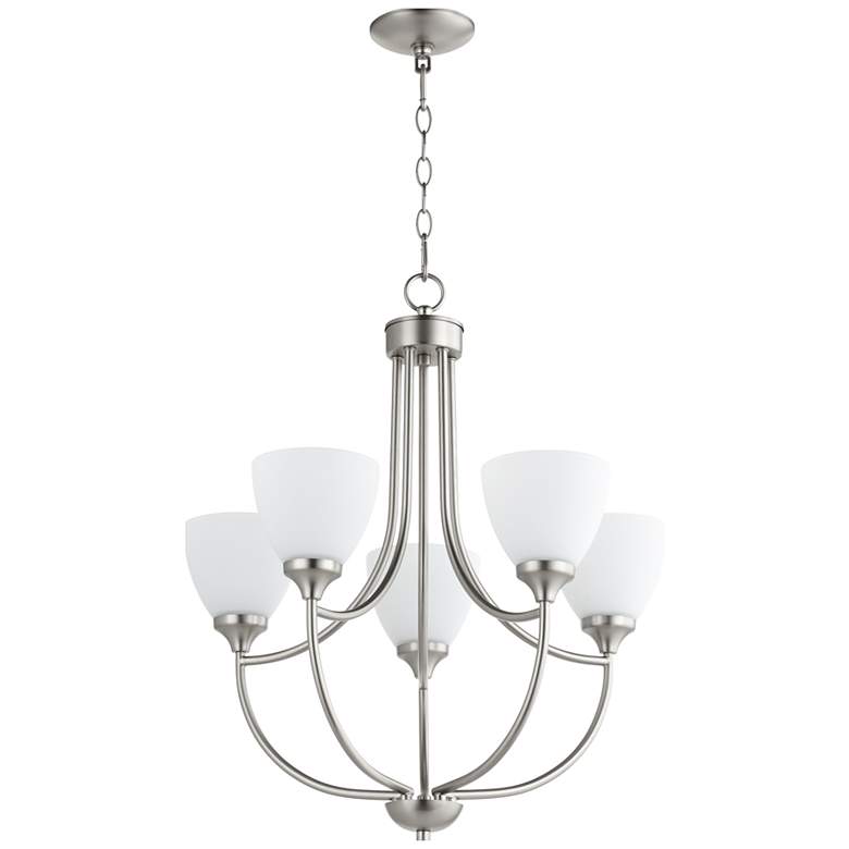 Image 1 Quorum International Enclave 5LT Satin Nickel Chandelier
