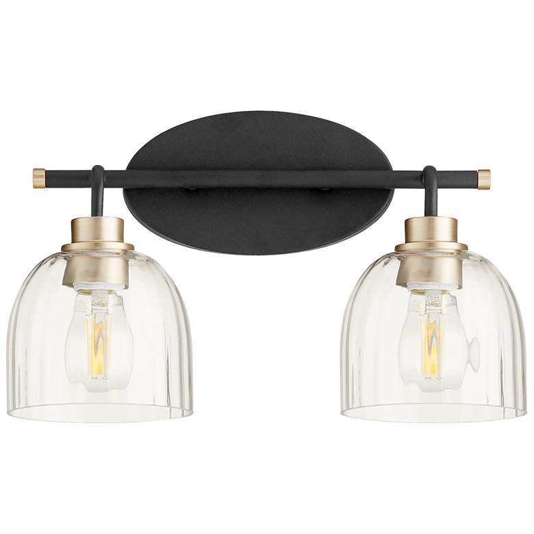 Image 1 Quorum International Espy 2LT Textured Black w Aged Brass Vanity Light