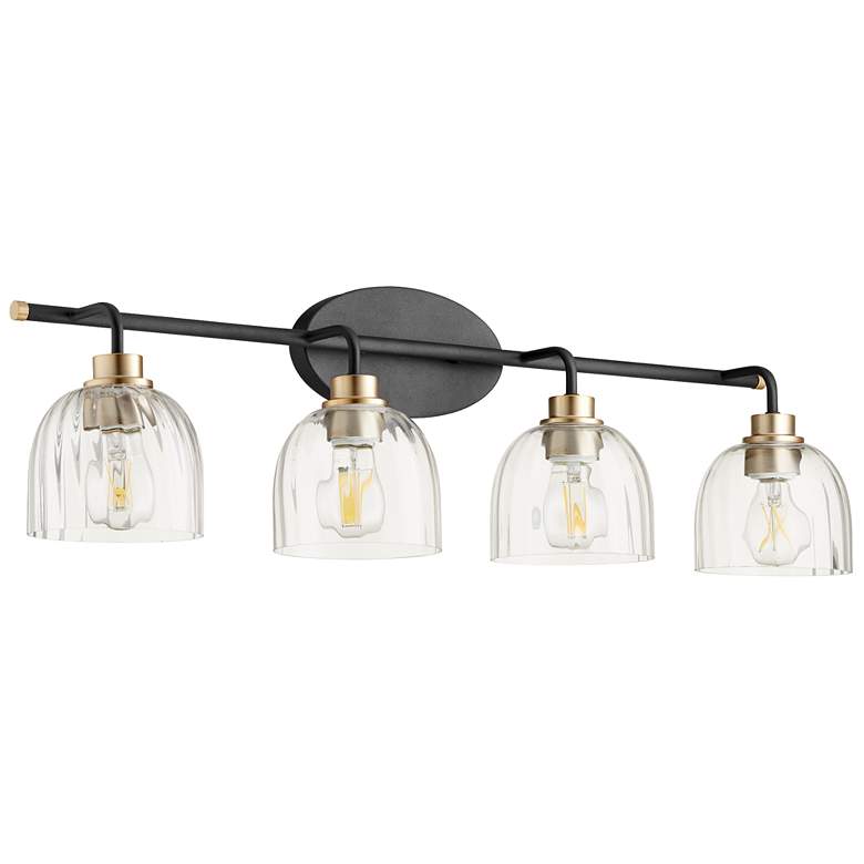 Image 1 Quorum International Espy 4LT Textured Black w Aged Brass Vanity Light