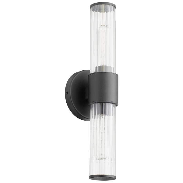 Image 1 Quorum International Fuze 2LT Textured Black Wet Wall Sconce
