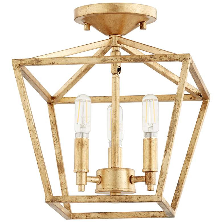 Image 1 Quorum International Gabriel 3LT Gold Leaf Ceiling Mount