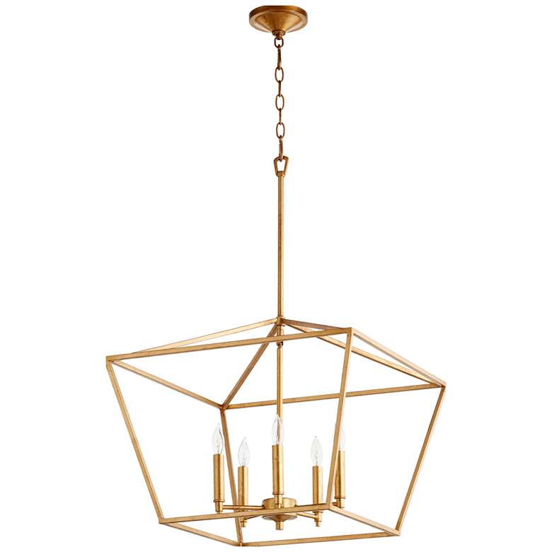 Image 1 Quorum International Gabriel 5 Light Traditional Gold Leaf Chandelier