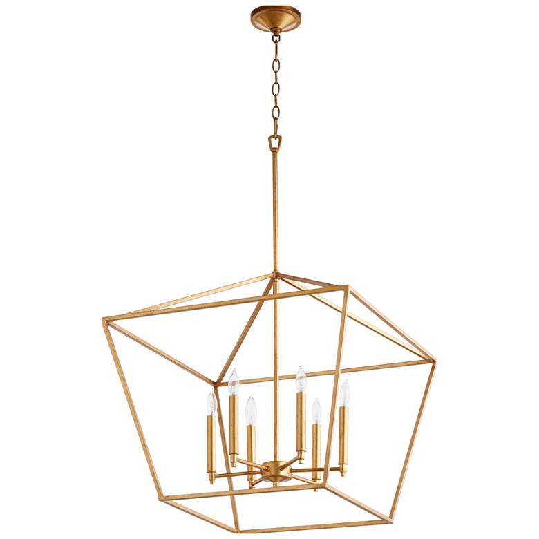 Image 1 Quorum International Gabriel 6 Light Traditional Gold Leaf Chandelier