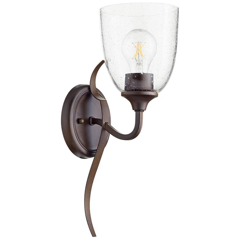 Image 1 Quorum International Jardin 1LT Oiled Bronze w Seeded Glass Wall Mount