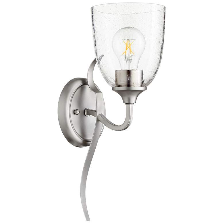 Image 1 Quorum International Jardin 1LT Satin Nickel w Seeded Glass Wall Mount