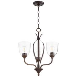 Quorum International Jardin 3LT Oiled Bronze w Seeded Glass Chandelier
