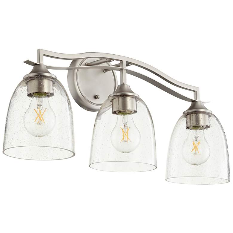 Image 1 Quorum International Jardin 3LT Satin Nickel w Clear Seeded Vanity Light