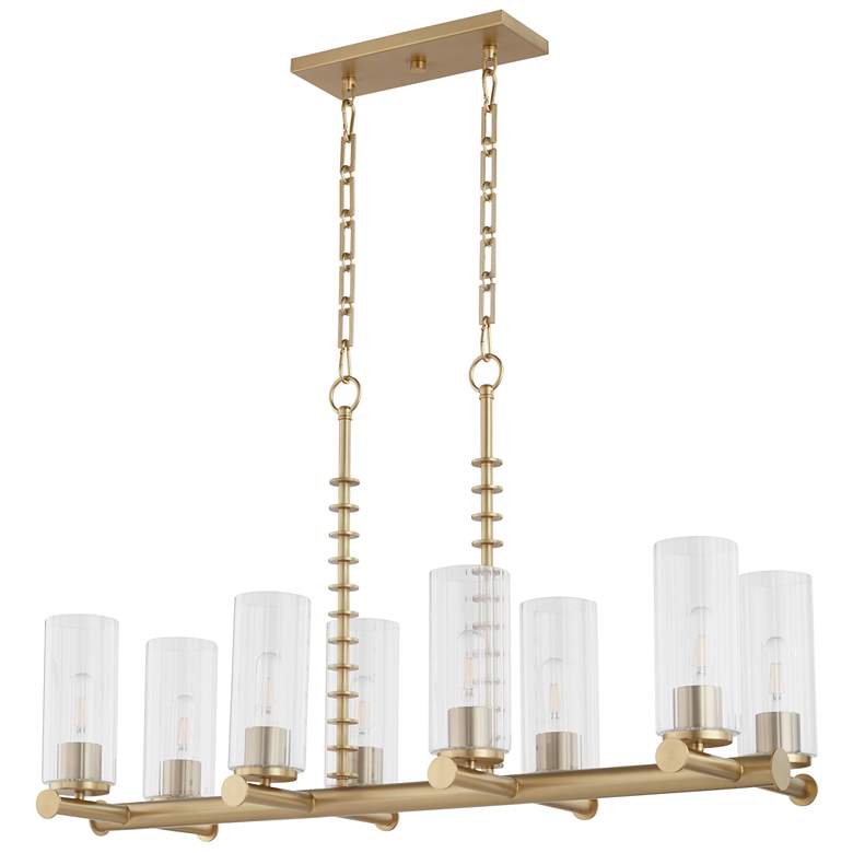 Image 1 Quorum International Juniper 8LT Aged Brass Linear Chandelier