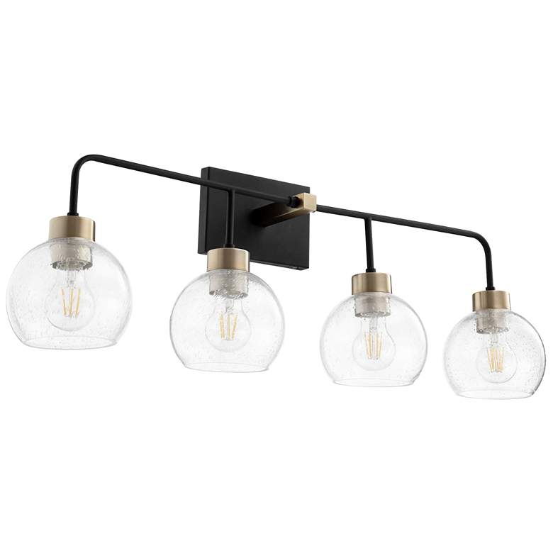 Image 1 Quorum International Lacy 4LT Textured Black w Aged Brass Vanity Light