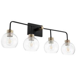 Quorum International Lacy 4LT Textured Black w Aged Brass Vanity Light