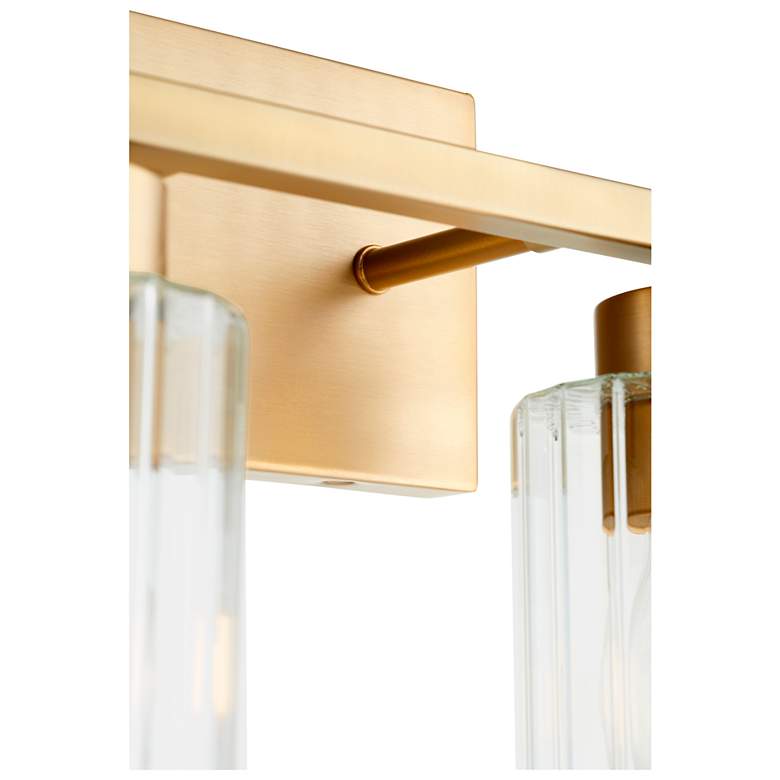 Image 2 Quorum International Ladin 2LT Aged Brass w Clear Fluted Glass Vanity Light more views