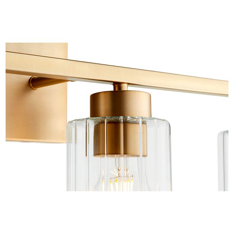 Image 2 Quorum International Ladin 2LT Aged Brass w Clear Fluted Glass Vanity Light more views