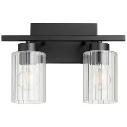Quorum International Ladin 2LT Black w Clear Fluted Glass Vanity Light
