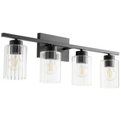 Quorum International Ladin 2LT Black w Clear Fluted Glass Vanity Light